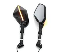 Motorcycle Rear Mirror With Light 8 10MM Side Mirror Universal For Aprilia For SR 50 125 For Kymco CT250 For Downtown Mirror Set(Black)
