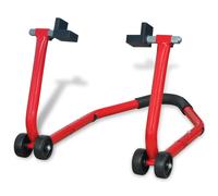 Motorcycle Rear Paddock Stand Red Steel 72x50x40cm 35mm Tube Twin Castors Handle