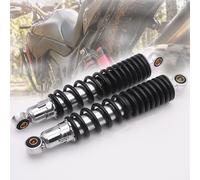 Motorcycle Rear Shock Absorbers 300mm - Chrome Steel Adjustable Suspension with 12mm Mounting Holes for Bikes, Scooters, ATVs - Black Silver Spring Damper 2-Pack