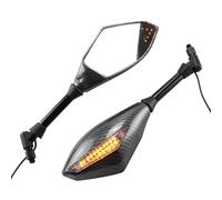 Motorcycle Rear View Mirror 2X Universal 10mm Motorcycle Rearview Side Mirrors With Turn Signal Lights Indicator Black For Suzuki Motorcycle Handlebar End Mirrors(Rhd Gray)