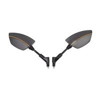 Motorcycle Rear View Mirror 360 Degree Rotation Adjustable Universal Fit for Scooters ATVs with 8mm Base Convex Glass Carbon Fiber Design Heavy Duty Metal ABS Construction Black (Gold)