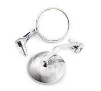 Motorcycle Rear View Mirror Motorcycle Chrome Convex 7 8‘’22mm Handlebar Mirror Old School Universal For Rearview Bar End Side Bar End Mirrors(Silver)