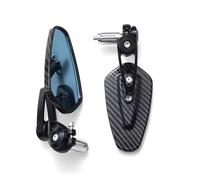 Motorcycle Rear View Mirror Universal Motorcycle Rearview Mirror Carbon Fiber Pattern Handlebar Modified Inverted Rear Motorbike Bar End Mirrors(Black)
