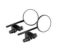 Motorcycle Rear View Mirror Vintage Round Shape Reflective Side Mirrors High Grade Iron Ultra Clear Glass for Motorcycle Scooter Motorbike Black Silver 25mm Handle Rod 2 Pack (Black)