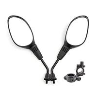 Motorcycle Rear View Mirror with 7/8 Inch 22 mm Clamp Adapter, Adjustable Rear View Mirror M10 Screw for Handlebars of Scooter, ATV, Bike, Cruiser (Black 2)