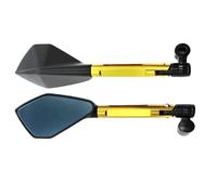 Motorcycle Rear View Mirrors Universal CNC Aluminum Handlebar Blue Anti-glare Mirror(Gold)