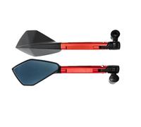 Motorcycle Rear View Mirrors Universal CNC Aluminum Handlebar Blue Anti-glare Mirror(Red)