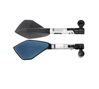 Motorcycle Rear View Mirrors Universal CNC Aluminum Handlebar Blue Anti-glare Mirror(Silver)