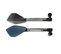 Motorcycle Rear View Mirrors Universal CNC Aluminum Handlebar Blue Anti-glare Mirror(Titanium)
