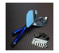 Motorcycle Rear View Mirrors Universal Motorcycle Rearview Mirrors CNC Aluminum Blue Lens Anti-glare Side Mirrors Handlebar End Mirror Rear View Accessories