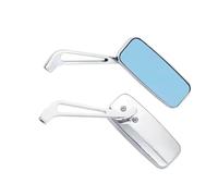 Motorcycle Rear View Mirrors Universal Side Mirror Handlebar Rear View Mirrors Motorcycle Rectangle Black Square Smoke Blue Glass 8mm 10mm(Silver)
