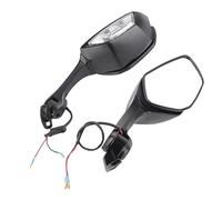 Motorcycle Rear View Side Mirrors with LED Turn Lights, Replacement for ZX10R 2011-2015 and H2 2014-2015