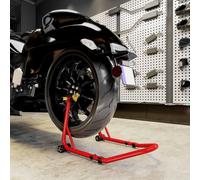 HOMCOM Motorcycle Rear Wheel Stand, 544 kg Capacity Heavy Duty Steel Motorbike Motorcycle Paddock Stand Lift with Adjustable U + L Forks, Wheels, Non-Slip Pads for Workshop Garage Repair, Red