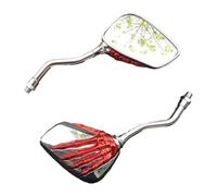Motorcycle Rearview 2pcs Universal Motorcycle Rearview Mirror With 8mm 10MM Screw Aluminium Alloy Scooter Skeleton Skull Hand Refit Motorbike Mirrors Side(F)