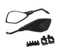 Motorcycle Rearview Glass Assembly Set | Black Angular Housing, Bolt-on Replacement Pair, Threaded Adapter Hardware, ATV Daily Riding Garage Upgrade