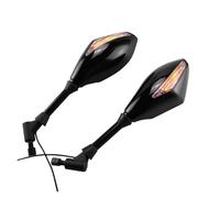 Motorcycle Rearview Mirror 2 X Lights Side Mirrors With Signal Indicator 10mm Universal Accessories Motorcycle Bar Mirrors(A)