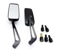 Motorcycle Rearview Mirror 8mm/10mm Universal Side Mirror Motorcycle Handlebar Rear View Rectangle Black Square Smoke Blue Glass Motorbike Mirrors(Black clear lens)