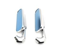 Motorcycle Rearview Mirror Aluminum CNC Universal Blue Glass Scooter Electrombile Mirrors Motorcycle Rear Bike Mirror(1 pcs silver)