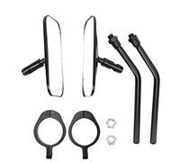 Motorcycle Rearview Mirror Clear Wide Angle Side Rear View Wing Mirror Kit For 38mm Inner Diameter Bumper With Angles Aluminum Alloy For Safe Riding On Sports Cars Street (Black)