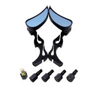 Motorcycle Rearview Mirror For Dyna For ATV 2pcs Motorcycle Rearview Mirror 8mm 10mm Handlebar Universal Flame Shape Side Accessories Bar End Motorbike Mirrors Rear(Black)