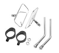 Motorcycle Rearview Mirror Kit Square Clear Wide Angle Side Wing Mirrors for 38mm Inner Diameter Bumper Shock Rods - Adjustable Side View Design for Street and Sports Cars - 2 (Silver)