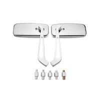 Motorcycle Rearview Mirror Universal 8mm/10mm Side Mirror Motorcycle Handlebar Rear View Mirrors Rectangle Black Square Smoke Blue Glass(Silver Blue lens)