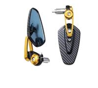 Motorcycle rearview mirror Universal Motorcycle Aluminum Rearview Mirror Carbon Fiber Pattern Handlebar Anti-Glare Handle End Side Motorcycle Bar Mirrors(Pattern Gold)