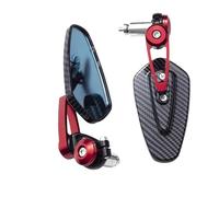 Motorcycle rearview mirror Universal Motorcycle Aluminum Rearview Mirror Carbon Fiber Pattern Handlebar Anti-Glare Handle End Side Motorcycle Bar Mirrors(Pattern Red)
