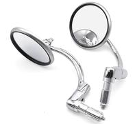 Motorcycle Rearview Mirror Universal Motorcycle Chrome Aluminum Glossy Round Shape Handle Bar End Side Rear View Mirrors Motorbike Bar End Mirrors