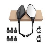 Motorcycle Rearview Mirror, with 7/8 inches 22mm Handlebar clamps, High Definition Mirror, 360-degree Adjustable, with M8, M10 threaded bolt and 2 handlebar clamps