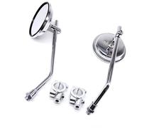 Motorcycle Rearview Mirroring, Easy Tool Less, Silver ROUND | Retro Aesthetic for Long Trips with Weather Resistant Construction and Tool Less Setup Suitable for Commuters