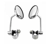 Motorcycle Rearview Mirrors Motorcycle Handlebar Rear View Mirrors Round Convex Clip-On 22-25mm Retro Mirror Motorbike Rear View(Silver)