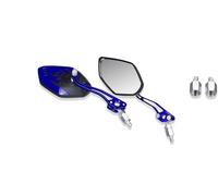 Motorcycle Rearview Side 1Pair Universal Motocycle Rear View Adjustable Side Mirrors For Handlebars Aluminum Flame Pattern With 8mm/10mm Screws Motorcycle Mirror(Blue)