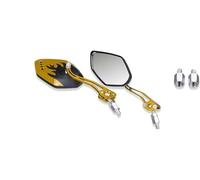 Motorcycle Rearview Side 1Pair Universal Motocycle Rear View Adjustable Side Mirrors For Handlebars Aluminum Flame Pattern With 8mm/10mm Screws Motorcycle Mirror(Yellow)