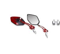 Motorcycle Rearview Side 1Pair Universal Motocycle Rear View Adjustable Side Mirrors For Handlebars Aluminum Flame Pattern With 8mm/10mm Screws Motorcycle Mirror(Red)