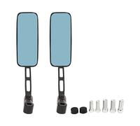 Motorcycle Rearview Side Wing Mirrors 4.9 x 11.9 cm Square Anti Glare Blue Glass, Universal Accessory for Motorbikes, High Strength Metal Housing and Sturdy Stem for Clear Stable