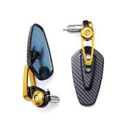Motorcycle Rearview Universal Motorcycle Rearview Mirror Carbon Fiber Pattern Handlebar Modified Inverted Rear Motorbike Motorcycle Rearview Mirror(Yellow)