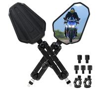 Motorcycle Rearview Wing Mirrors Side Mirror Set with 8/10mm Fittings for 7/8'' Handlebar Adventure and Street Bikes ATV Sports Motorcycles Universal Black (1 pair)