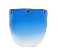 Motorcycle Retro 3-Snap Helemt Bubble Visor Flip Up Down Shield for Open Face 3/4 Helmets (Clear)(Gradient Blue)