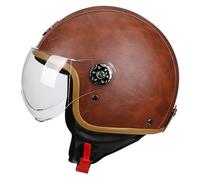 Motorcycle Retro Open Face Helmet, Vintage Motorcycle Leather Half Helmet, Ece Certified, Universal For All Seasons, Suitable For Both Men And Women A,XL:61-62CM