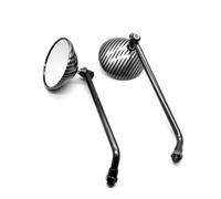 Motorcycle Retro Rearview Mirrors 8/10mm Cafer Racer Round Motorbike Scooter Convex For PIAGGIO For VESPA MP3 500 GTS 300 For Sprint S 150 OUSDUO(Carbon Fiber Color)