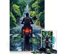 Motorcycle Ride on A Rainy Road 1000-piece Puzzle for Teenagers Reason Skill Stress Relief Enjoyable Challenge Home Accent (38x52cm)