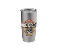 Motorcycle Ride or Die Born into Light Alive into Dark Stainless Steel Insulated Tumbler