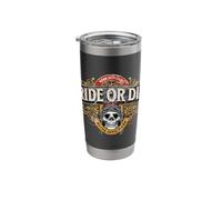 Motorcycle Ride or Die Born into Light Alive into Dark Stainless Steel Insulated Tumbler