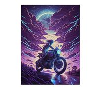 Motorcycle Ride Through Stormy Skies Jigsaw Puzzle for Adults, 500 Piece