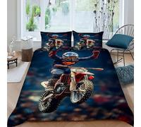 Motorcycle Rider Bedding Set Theme Bedspread Extreme Stadium Human Duvet Cover Set Chic Breathable Comforter Cover Universal for All Seasons with Pillow King（220x240cm）