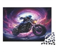 Motorcycle Rider Galaxy Background 1000 Piece Jigsaw Puzzle Jigsaw Puzzle for Adults Night Scene Focus 52x38cm/1000pcs