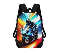 Motorcycle Rider in Motion Backpack, 3D Printed School Bag, School Lunch Bag, Travel Backpack, Friends Backpack, School Backpack for Girls And Boys 17inch