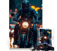 Motorcycle Rider in Rain Jigsaw Puzzle 1000 Piece for Adults Focus Boost Real Thick Family Play Night Play (38x26cm)