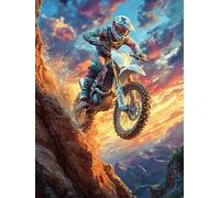 Motorcycle Rider on A Mountain Trail 1000 Piece Count Jigsaw Puzzle Set Wildlife Pet For Adults Teens 14+ Concentration Training Indoor Game Family Game Night Rigid Cardboard 1000 PCS